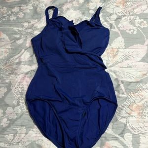 Navy blue one piece swimsuit